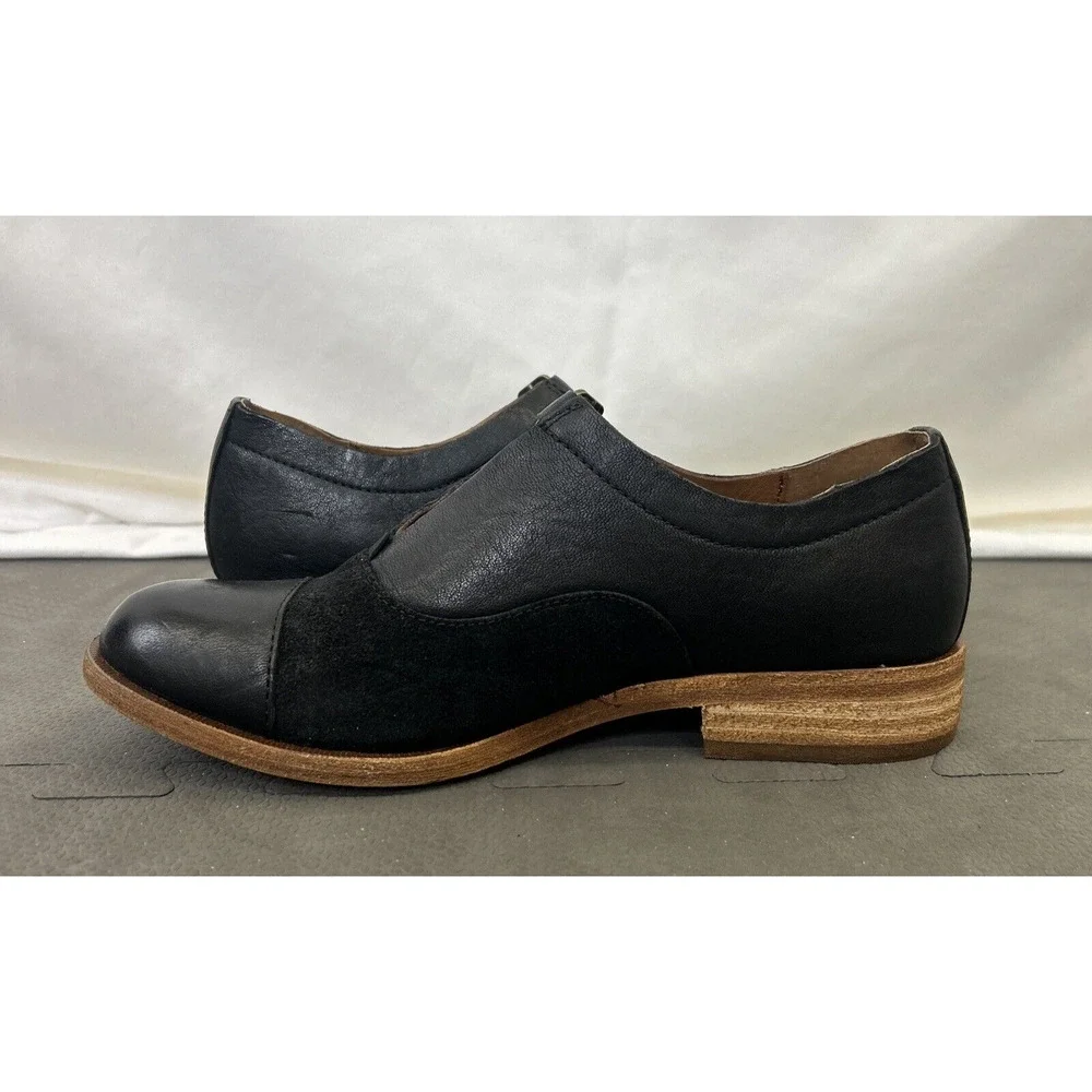 Kork-Ease Niseda Oxford Shoes 6.5 Black Suede Leather Buckle Loafers Bnfts Chrty